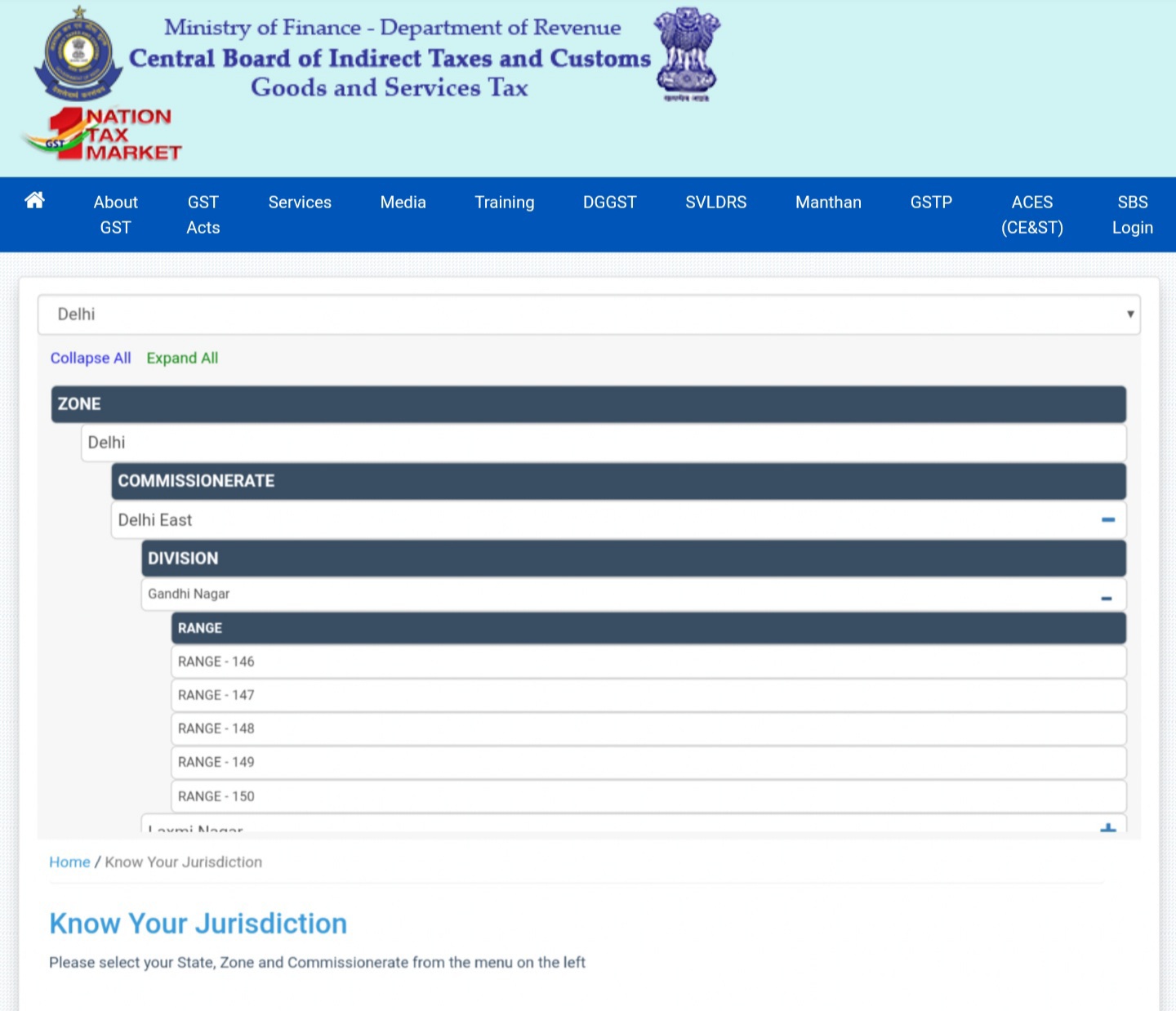 cbic select state zone
