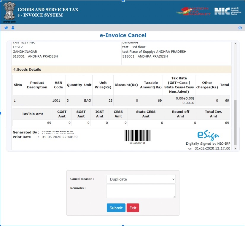 einvoicecancel3 einvoice cancel on portal image3