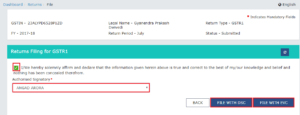 file gstr1 through dsc or evc mode