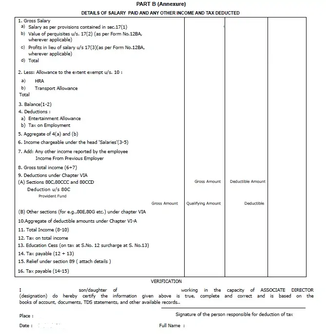 Form 16 Part B