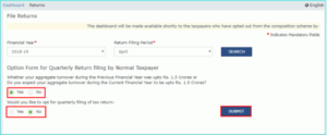gstr1 non quarterly payment