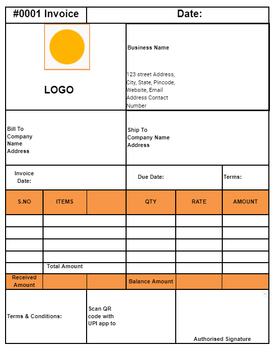 invoice format in word