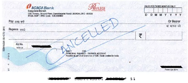 Cancelled Cheque Example